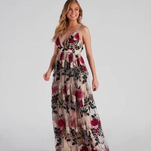 Windsor Embroidered Floral Tulle Dress